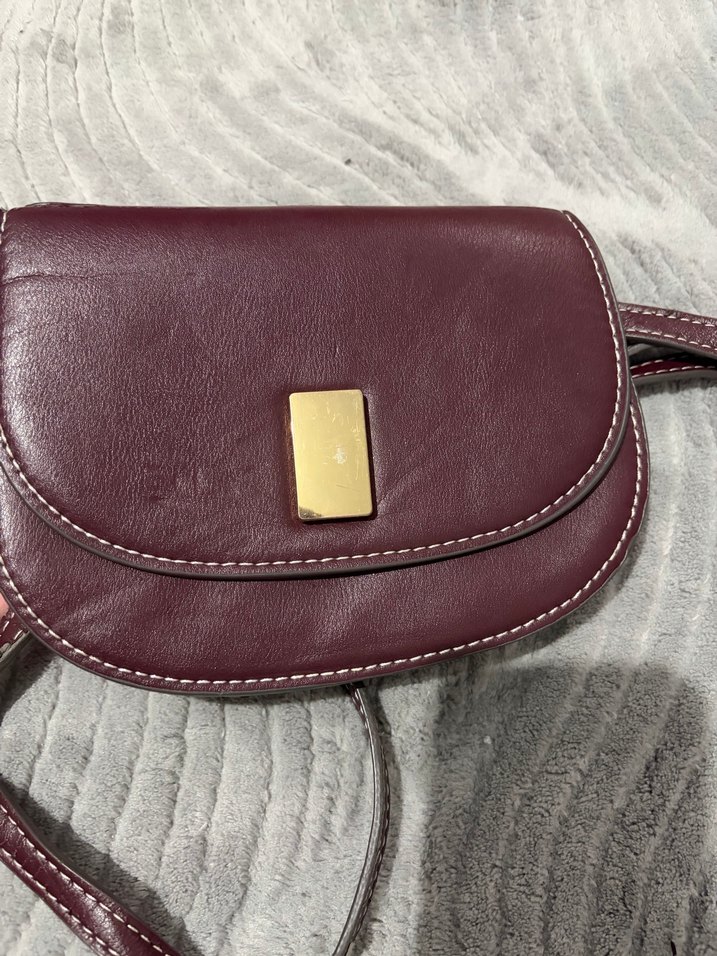 Bordo Deri Tokalı Kadın Çanta - Görsel 4