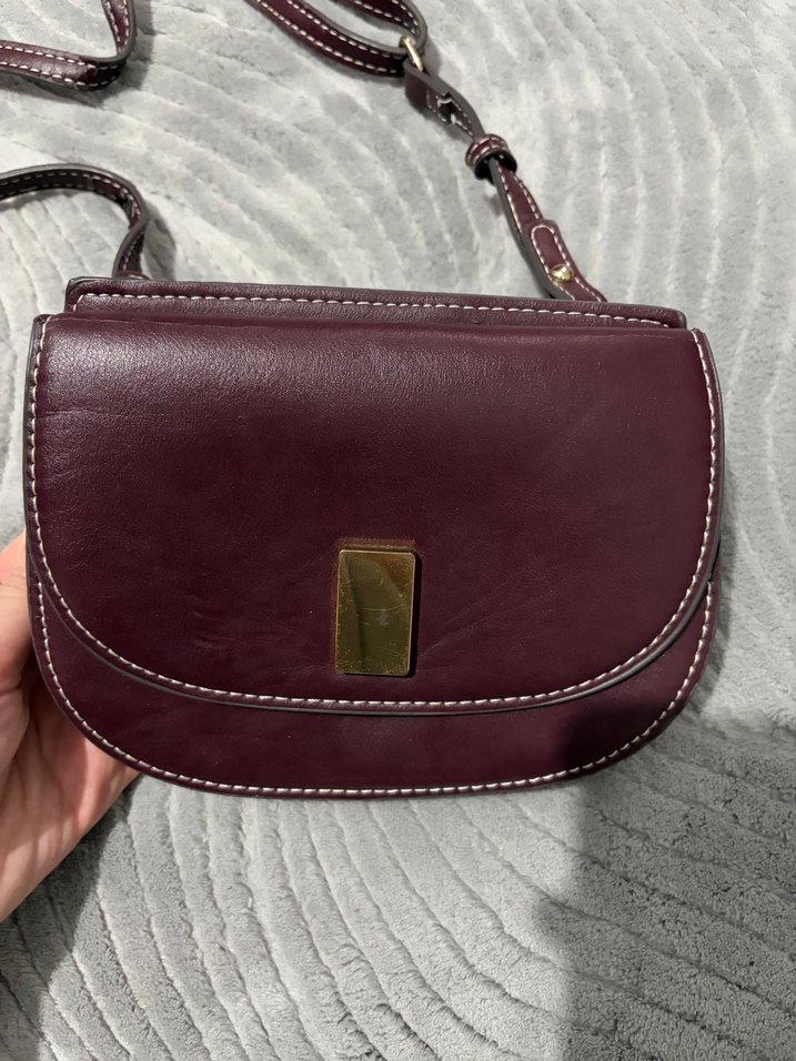 Bordo Deri Tokalı Kadın Çanta - Görsel 3