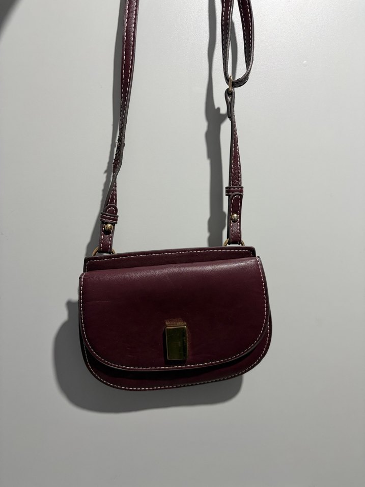Bordo Deri Tokalı Kadın Çanta - Görsel 5