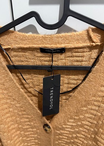 Kahverengi Örgü V Yaka Kadın Hırka - Görsel 2