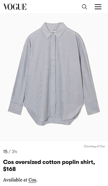 m Beden Cos Oversize Çizgili Poplin Gömlek