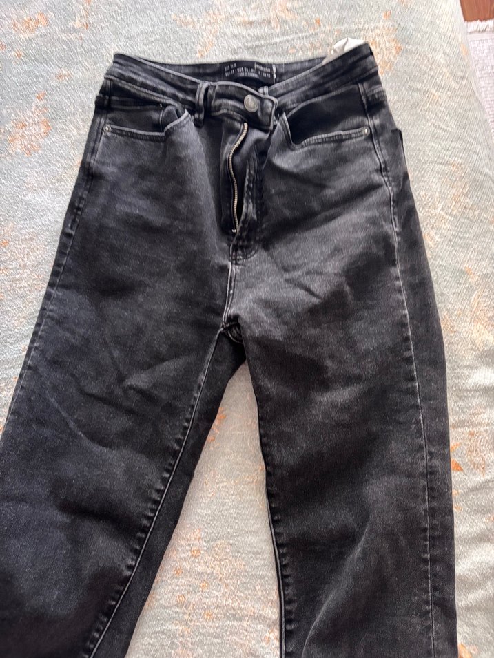 Gri Kadın Midi Boy Regular Fit Denim Pantolon - Görsel 2