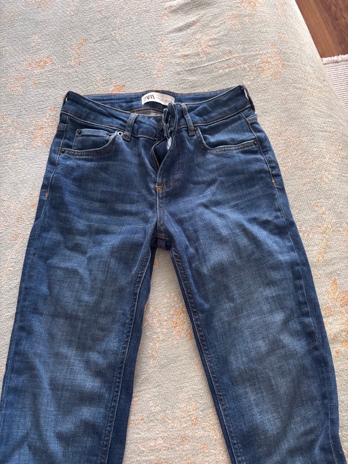 Kadın Mavi Kot Pantolon Midi Boy - Görsel 3