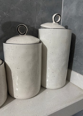 Beyaz Seramik Kapaklı Mutfak Saklama Kavanozları - Görsel 2