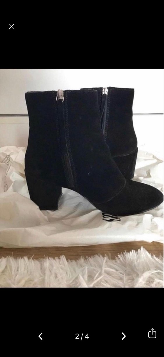 Nakışlı Süet Kadın Bot, Tokalı, Kalın Topuklu - Görsel 2