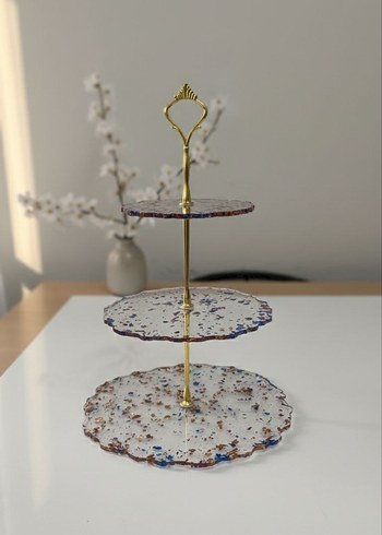 Epoksi Üç Katlı Dekoratif Servis Tabağı - Görsel 2