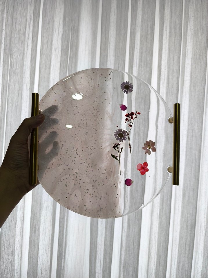 Kurutulmuş Çiçekli Epoksi Tepsi - Görsel 4