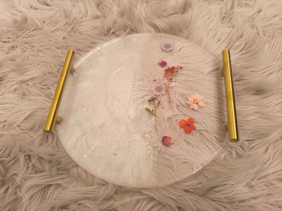 Kurutulmuş Çiçekli Epoksi Tepsi - Görsel 2