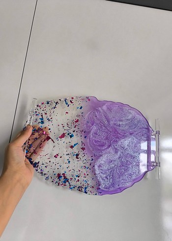 Mor Parlak Tasarımlı Epoksi Tepsi - Görsel 3