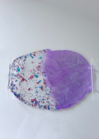 Mor Parlak Tasarımlı Epoksi Tepsi - Görsel 4