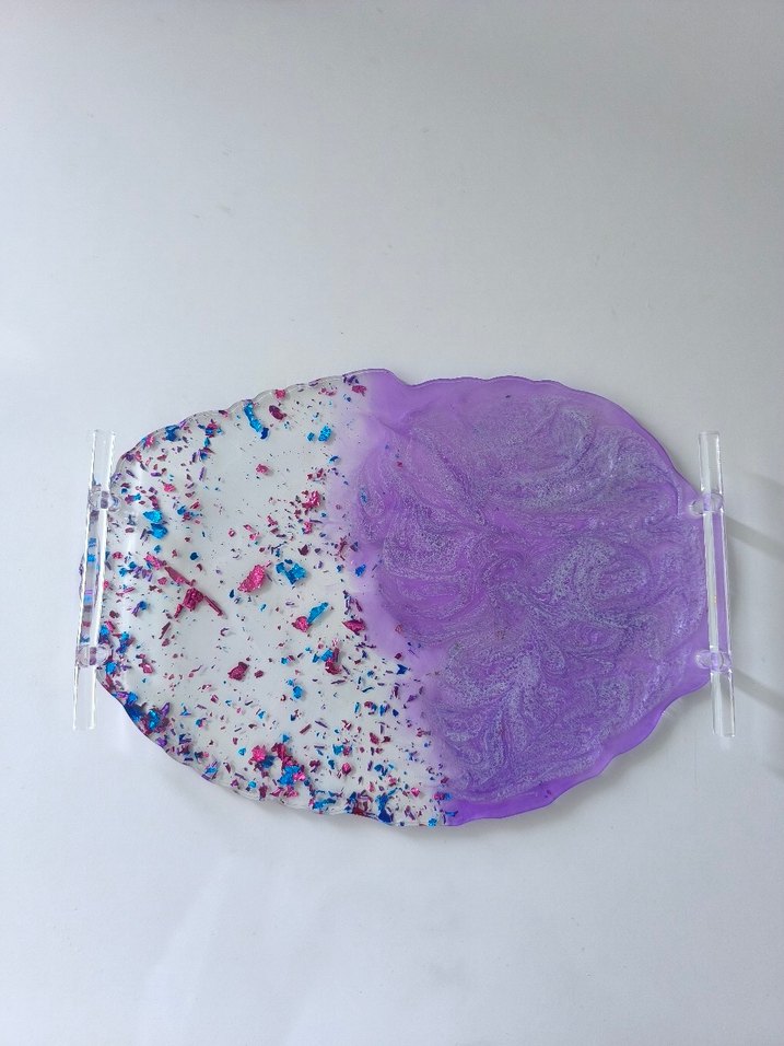 Mor Parlak Tasarımlı Epoksi Tepsi - Görsel 4