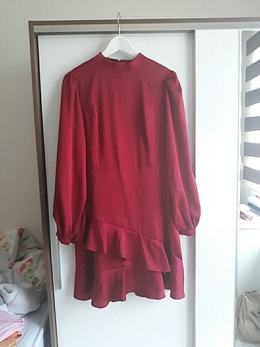 40 Beden bordo Renk Elbise
