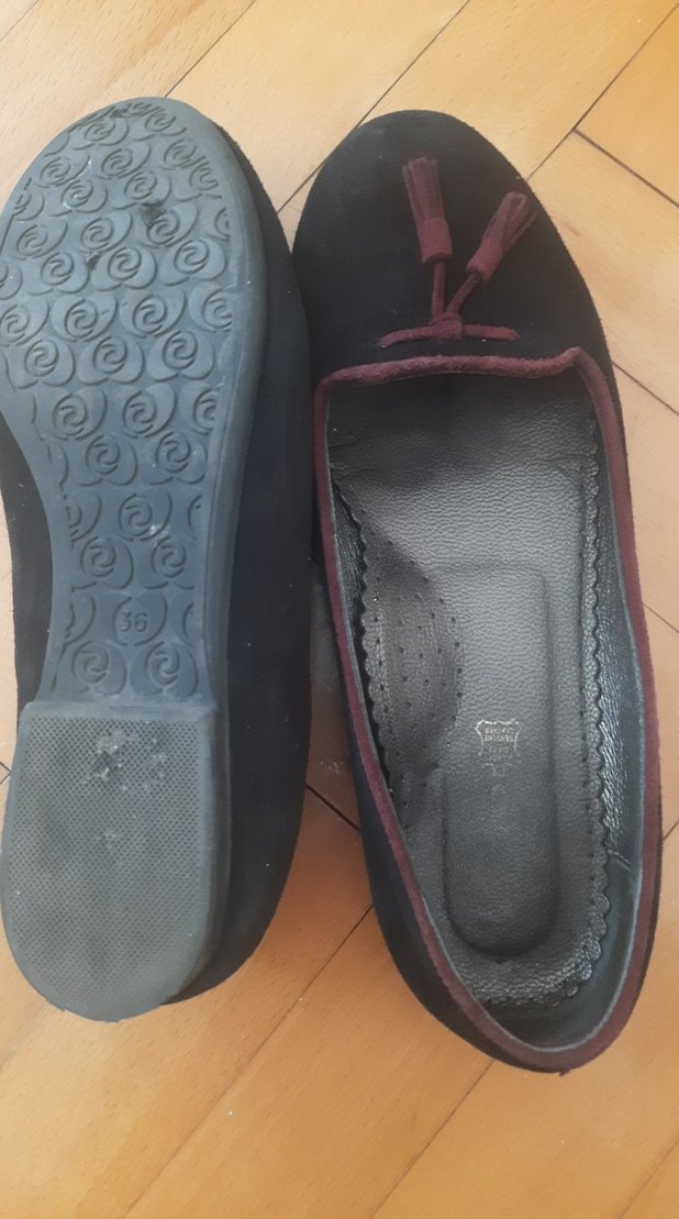 Bordo Süet Püsküllü Kız Loafer Ayakkabı - Görsel 3