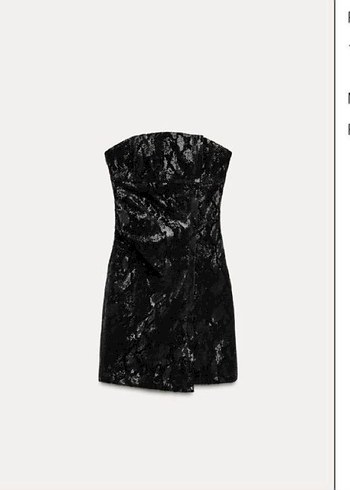 Zara Siyah Yılan Desenli Mini Straplez Elbise