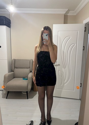 Zara Zara Siyah Yılan Desenli Mini Straplez Elbise