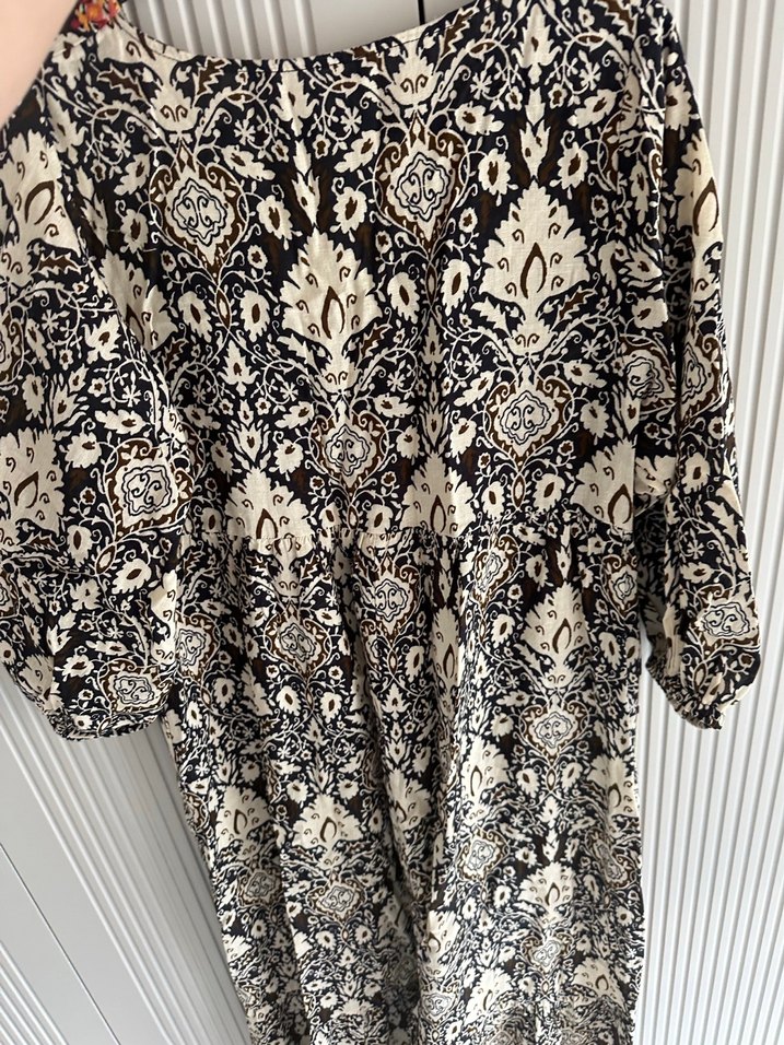 Boncuk Detaylı Nakışlı Bohem Uzun Elbise - Görsel 5