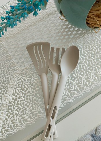 Krem 3'lü Servis Kaşık&Çatal& Spatula