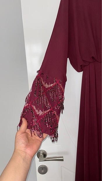 l Beden bordo Renk Abiye
