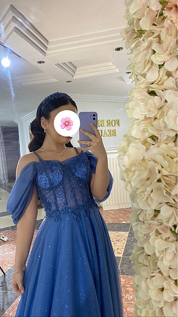 Mavi Işıltılı Nişan Elbisesi