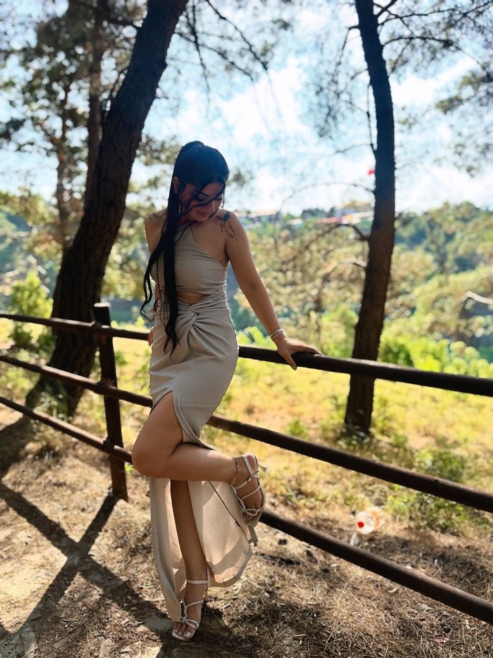 Gri Drapeli Uzun Kadın Elbise - Görsel 4