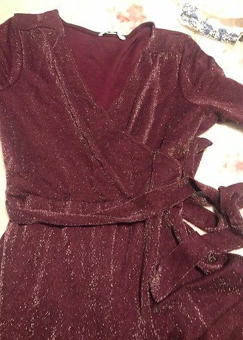 Bordo Parlak V Yaka  Tulum - Görsel 2