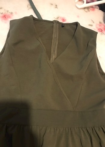 Volanlı Keten Hamile Midi Elbise - Görsel 2