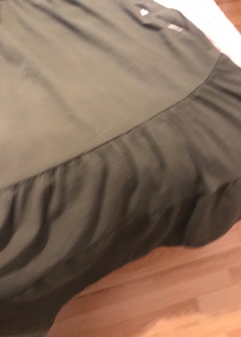 Volanlı Keten Hamile Midi Elbise - Görsel 4