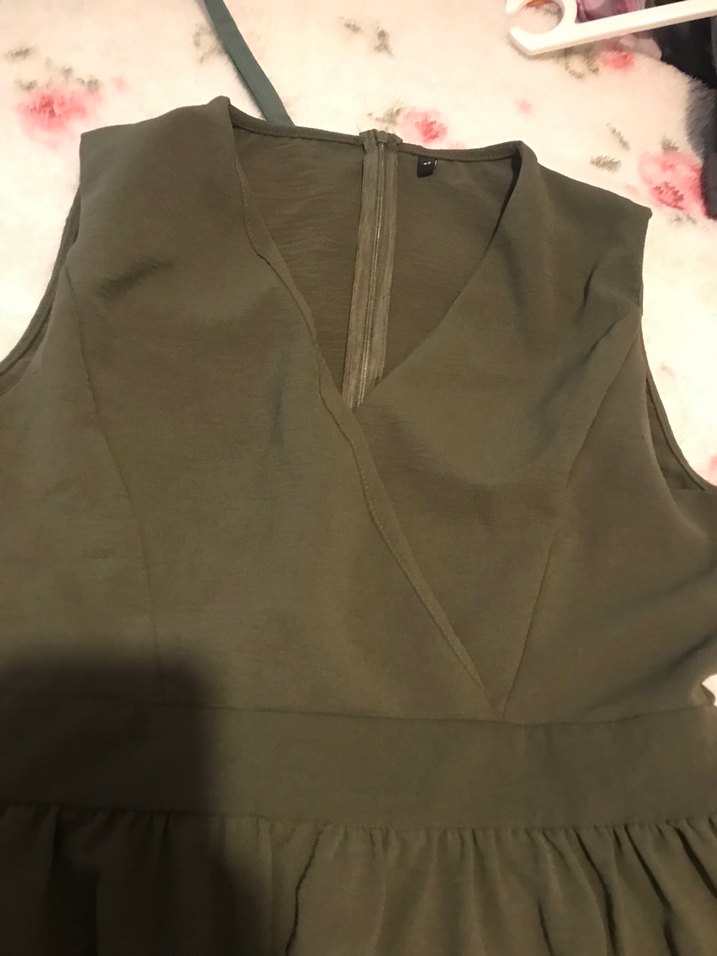 Volanlı Keten Hamile Midi Elbise - Görsel 2