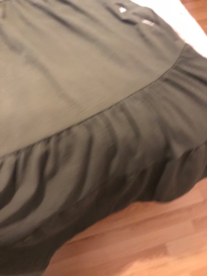 Volanlı Keten Hamile Midi Elbise - Görsel 4