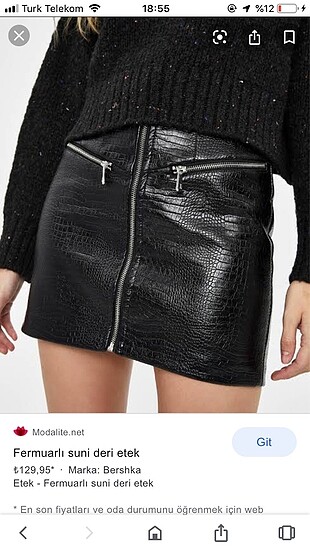 Bershka deri etek