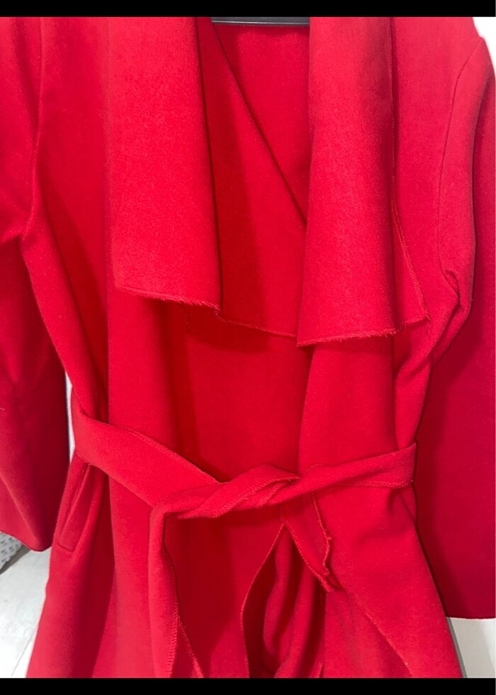 Kırmızı uzun hırka - Görsel 2
