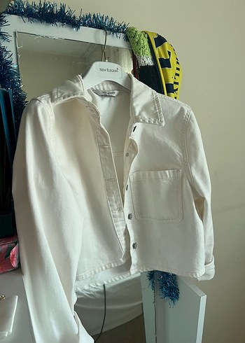 LC Waikiki Düğmeli Beyaz Kadın Kot Ceket