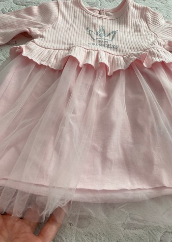 Pembe Uzun Kollu Kız Elbisesi Fırfırlı - Görsel 4