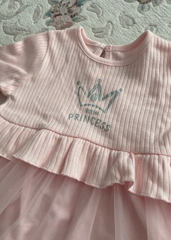 Pembe Uzun Kollu Kız Elbisesi Fırfırlı - Görsel 3