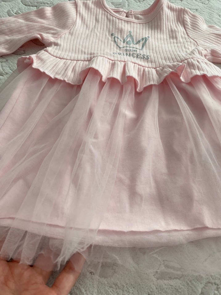 Pembe Uzun Kollu Kız Elbisesi Fırfırlı - Görsel 4