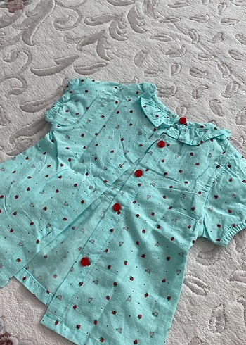Kız Çocuk Turkuaz Bohem Kısa Kollu Elbise - Görsel 4