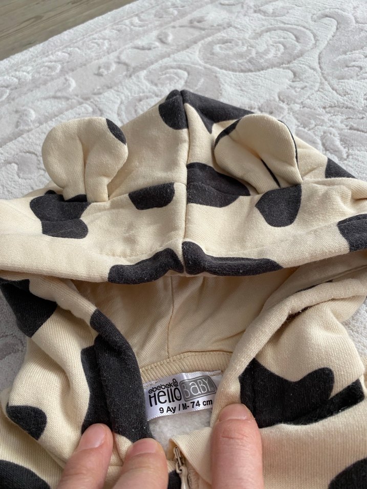 Krem Zebra Desenli Bebek Tulumu - Görsel 3