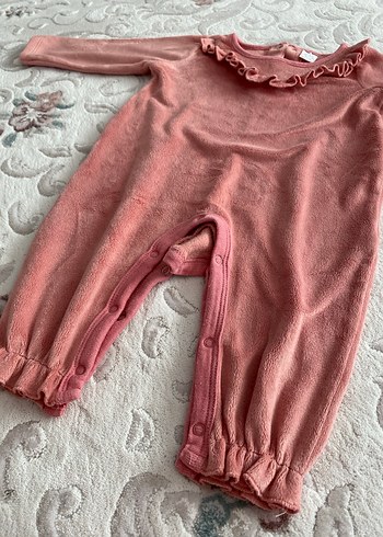 Pembe Fırfırlı Bebek kadife Kız Tulum - Görsel 3