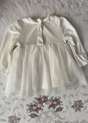 Kız Çocuk Beyaz Uzun Kollu tütülü Elbise - Görsel 2