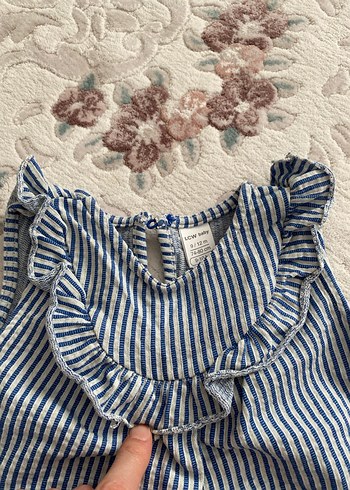 Kız Bebek Çizgili Fırfırlı Kolsuz Takım - Görsel 2