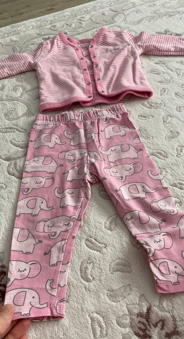 Pembe Uzun Kollu Bebek Kız Takımı - Görsel 4