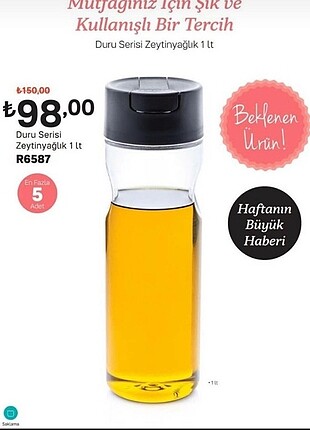 Tupperware Duru Zeytinyağlık 1 LT Siyah Kapak