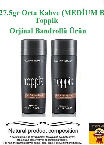 2 adet Toppik Topik Orta kahve renk 27.5 gr