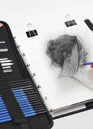 38 parça eskiz karakalem seti / kara kalem seti / kalem seti - Görsel 5