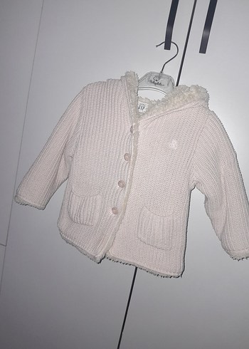 Kız Çocuk pembe Örgü Kapüşonlu Hırka