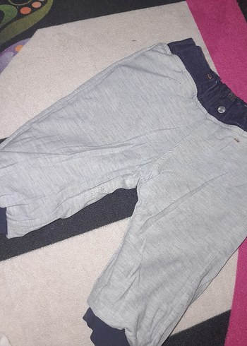 3-6 Ay Beden Kız Çocuk Koyu Mavi Denim Bol Kesim Pantolon