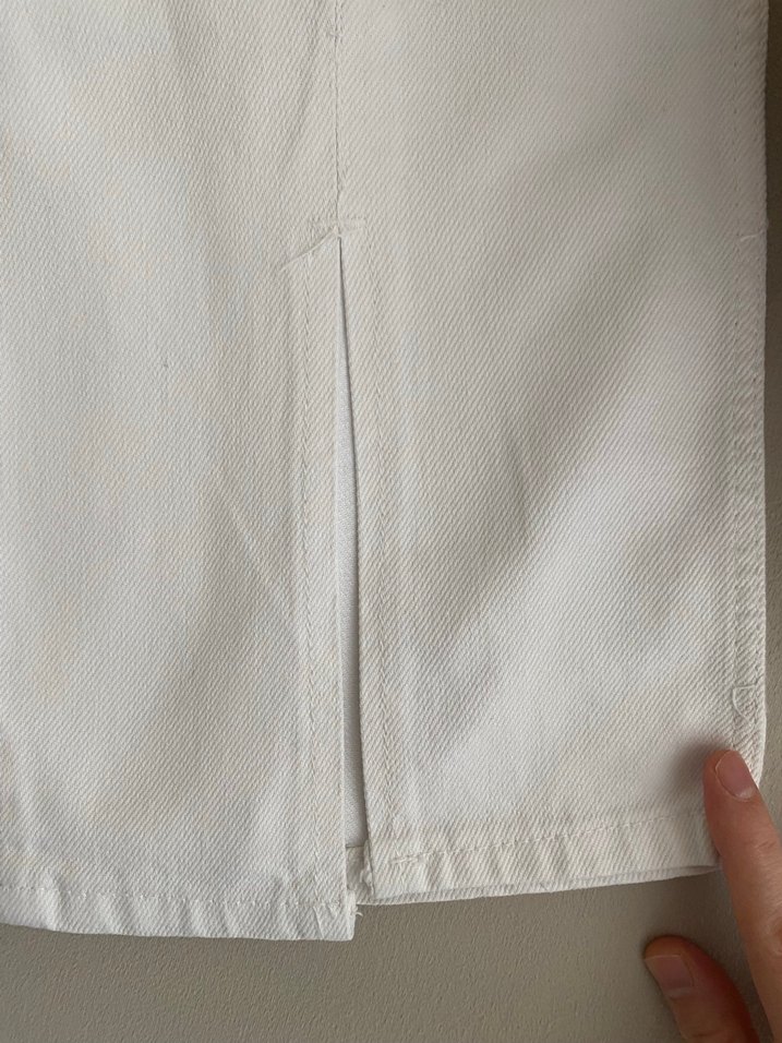 Beyaz Pamuklu Kadın Uzun Kumaş Pantolon - Görsel 2