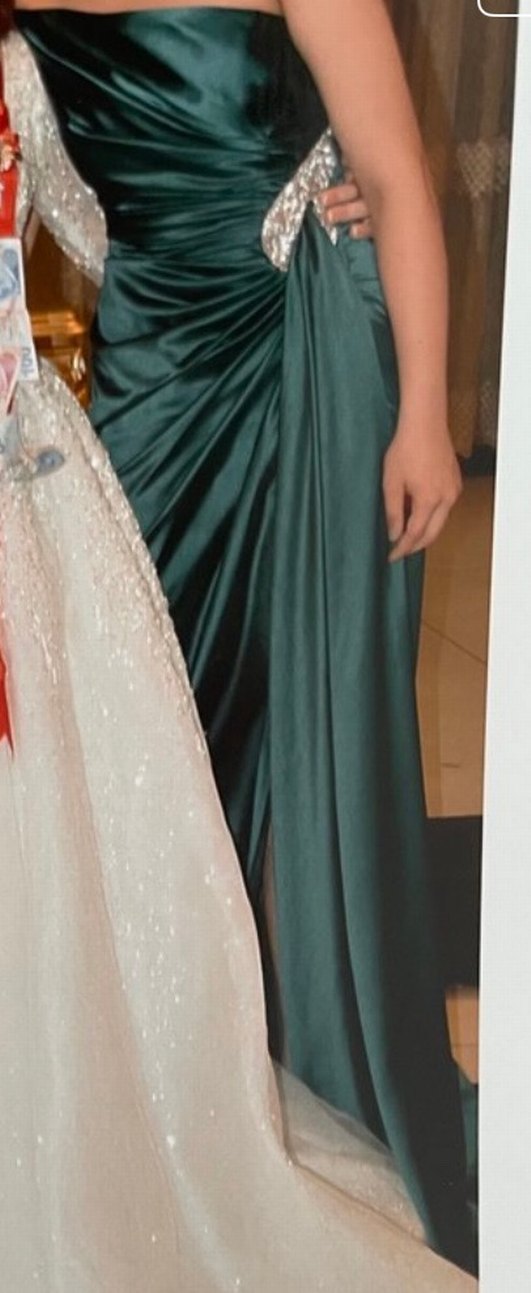 Parlak Drapeli Uzun Abiye Elbise - Görsel 3