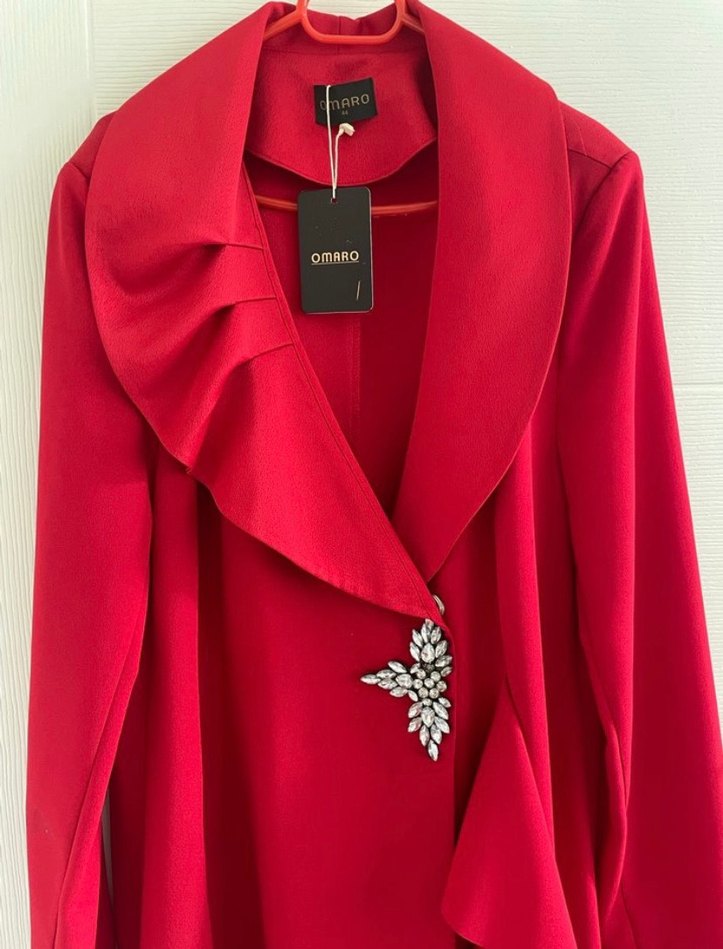 Kadın Kırmızı Uzun Drapeli Elbise - Görsel 2