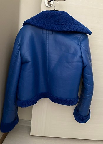 Mavi Kürklü Deri Kadın Ceket - Görsel 2